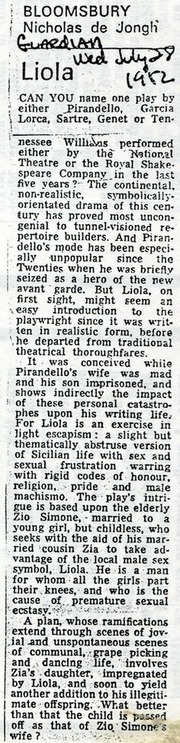 Free download Nicolas De Jongh`s 1982  Guardian review of Liola July  free photo or picture to be edited with GIMP online image editor